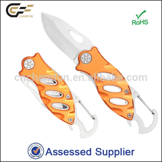 Aluminum Handle Pocket Knife, with Carabiner and Bottle Opener