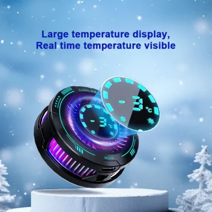 Magnetic Mobile Phone Radiator Game Cooler with Large Screen Temperature Display
