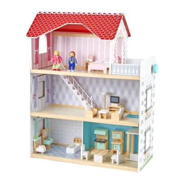 Large 3-Floor Wooden Doll House: Ultimate Pretend Play and Toy Set for Kids