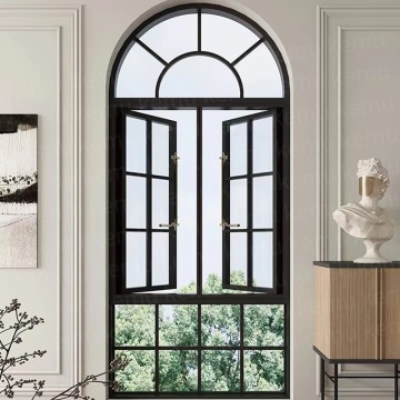 Black Aluminium French Soundproof Casement Windows in European Market
