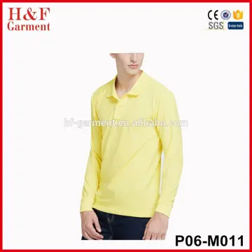 Custom Long Sleeve Polo Shirts,man long sleeve polo shirt in yellow
