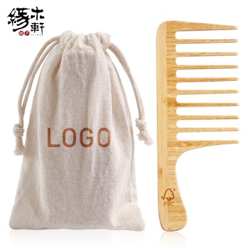 Wholesale Afro Eco-friendly Bamboo Wide Tooth Combs with Customizable LOGO for Curly Hair Detangling