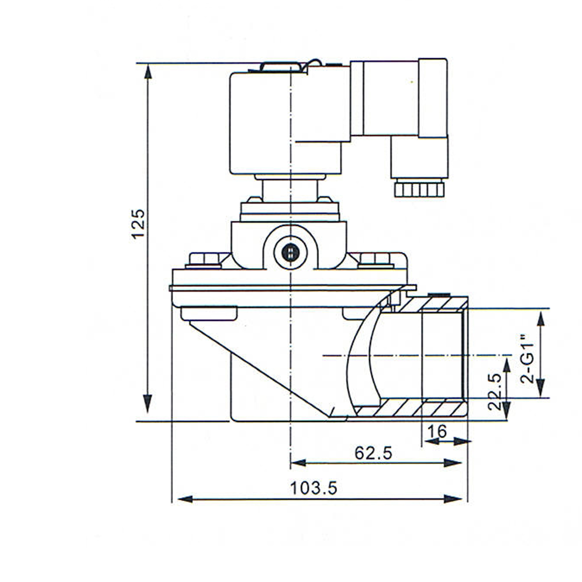 CA25T Electromagnetic Pulse Valve Dimension Drawing: