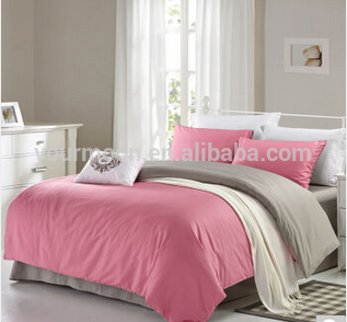 100% cotton solid color reversible duvet cover set with 2 pillow shams/bedding sets
