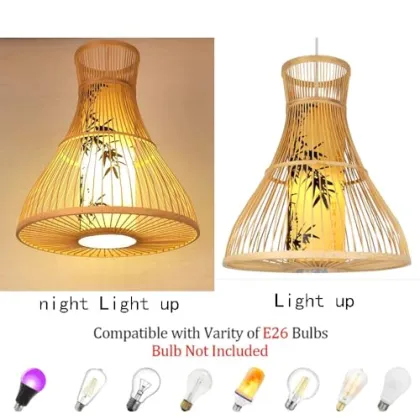 Bamboo Lantern Pendant Light with Bamboo