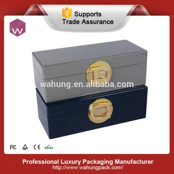 2016 new fashion eco-friendly handmade wooden gift box with metal logo (WH-4304)