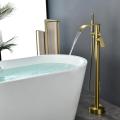 Floor Mount Bathtub Faucet with Waterfall Spout