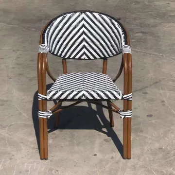 French Bistro Rattan Chair - Outdoor Wicker Coffee Dining Chair for Garden and Restaurant