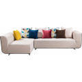 Beige Fabric Dilapisi L-Shaped Corner Sectional Sofa