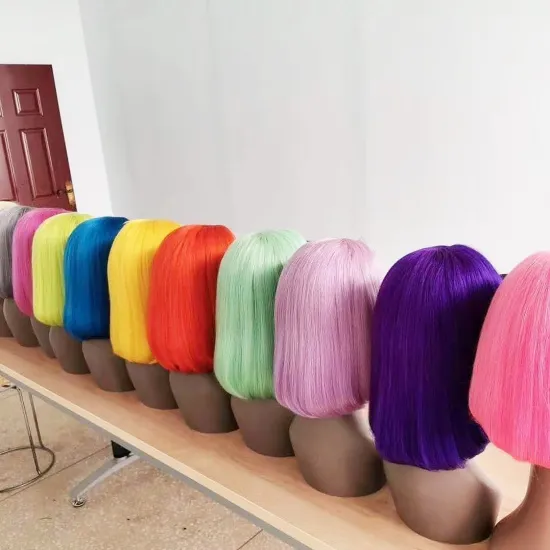 Wholesale Ginger Red Orange Pink Purple Wigs Colored Human Hair Wigs Transparent Hd Lace Front Wig Human Hair For Black Women
