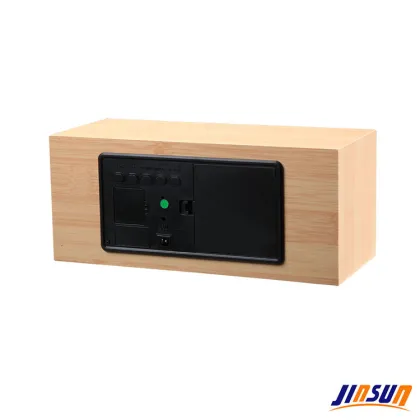Bamboo Effect Green Led Smart Clock