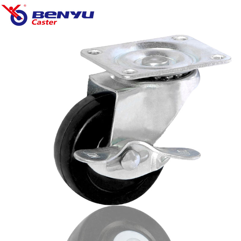 3Inch Rubber Casters Flat Plate Caster with Brake