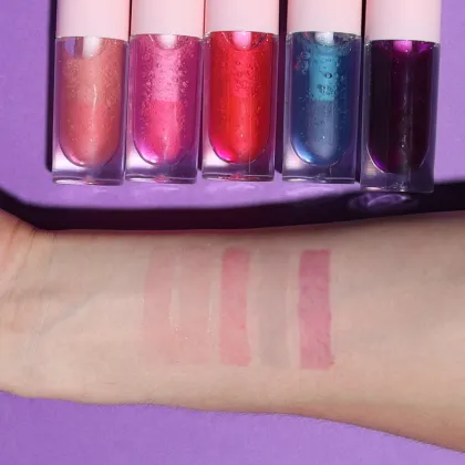 Custom Logo Wholesale Cosmetics: 5-Color Hydrating Lip Plumper, Fruit-Favored Glossy Clear Lip Oil