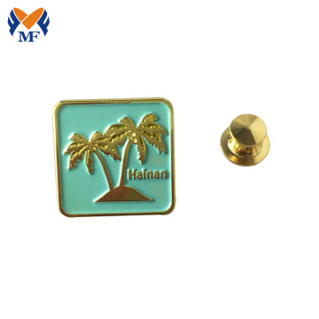 Custom Coconut Tree Square Enamel Metal Lapel Pin