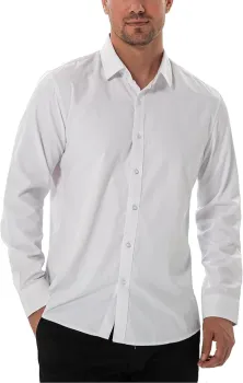 DELCARINO Men's Dress Shirts Stain Shield Stretch Slim Fit Shirts Wrinkle-Free Formal Business Button Down Shirt