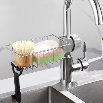 2022 Newest Adjustable Kitchen Faucet Shelf - SUS201 Rust-Resistant DIY Kitchen Shelf with Hooks