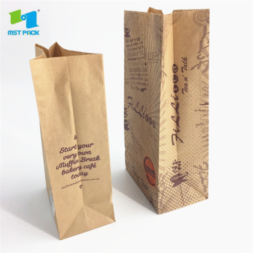 Recycled Fast Food Flat Brown Kraft Paper Bags