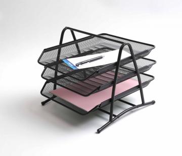 Desk Organizer Wire Metal Mesh 3-tier File Tray