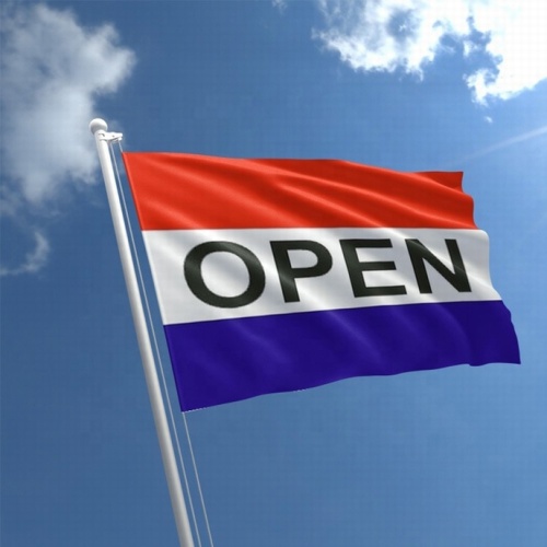 Polyester OPEN Flag Printing Satin Advertising Flags 3x5