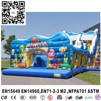 Giant inflatable inflatable obstacle course, seas and oceans obstacle slide course for sale