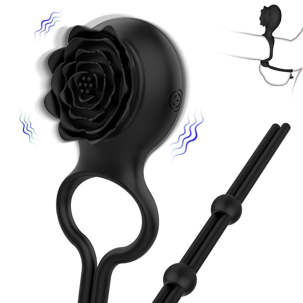 Rose Pattern Vibrating Ring For Clitoral & Penis Stimulation