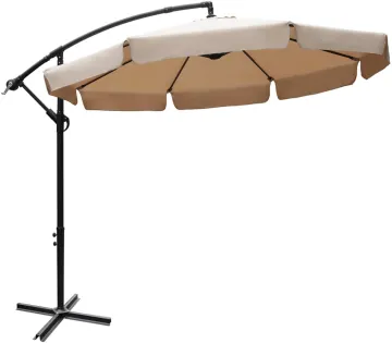 3M Outdoor Market Umbrella with Crank & Cross Base: Patio Cantilever Offset Hanging Umbrella
