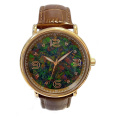 Natural Mosaic Opal Dial Dial Leder Quartz Herrenuhr