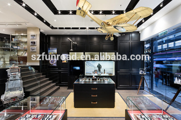 MDF watch display showcase with tempered glass and glassy paint