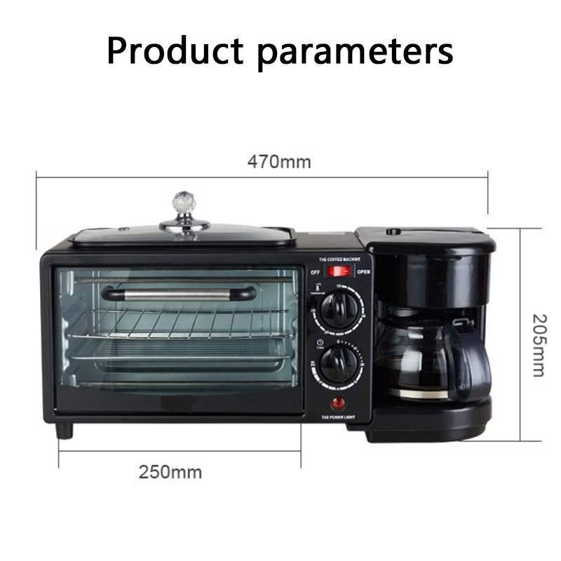 Three-in-one Multifunctional Home-use Breakfast Maker, including a Toaster and a Mini Oven, Suitable for 110V and 220V