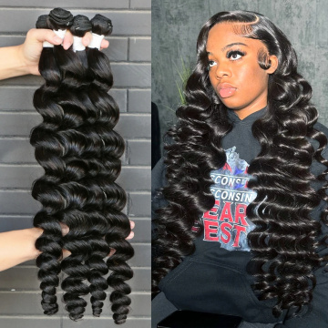 Loose Wave 30 34 Inch Indian Raw Virgin Unprocessed 100% Human Hair Water Curly Extensions 3 4 Bundles Deal ouble Weft Wholesale