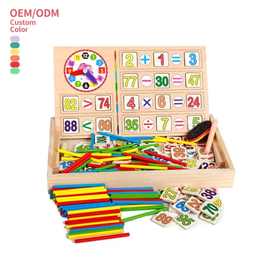 Mathematics Learning Toy Set: Multi-Functional Digital Computing Box with Counting Sticks and Wooden Math Tools for Kids