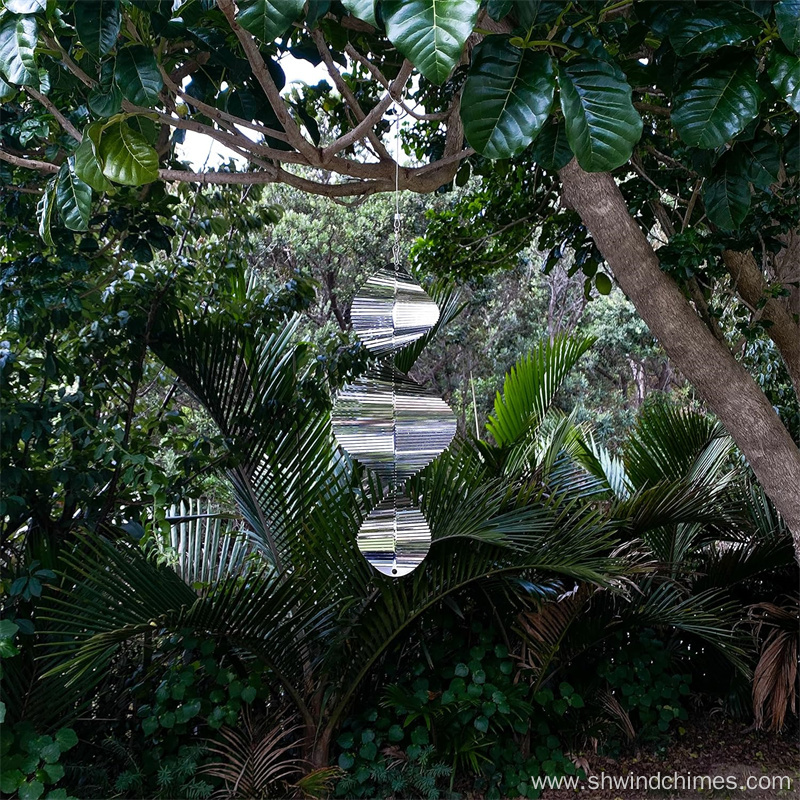 Silver Helix Wind Spinner Metal Garden Spinners
