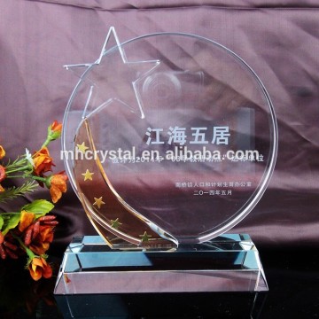 Optical Crystal Circle with Amber Star Award MH-J0630