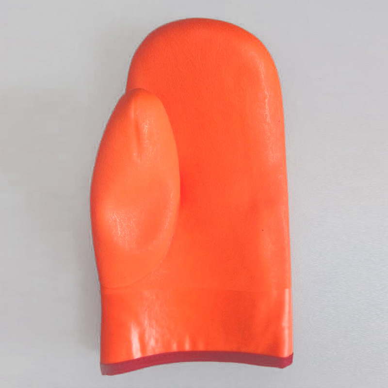 Laranja PVC luvas mitten espuma isolada forro