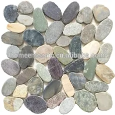 Grey color Pebble stone mosaic tile in irregular size for indoor or outdoor decoration with nature feeling