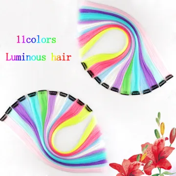 AliLeader One Clip Hair Extension Luminous Decorative Glowing Hairpiece Shining Hair In The Darkness For Halloween