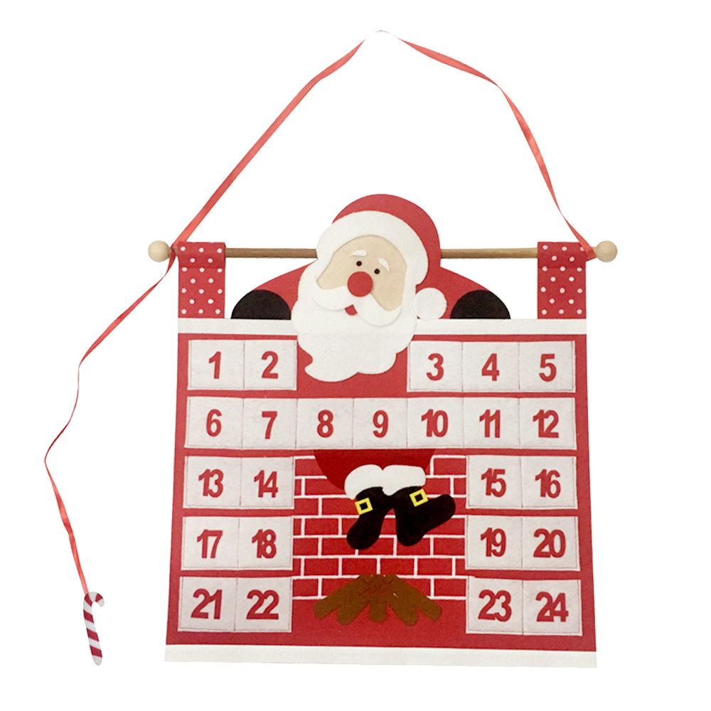 Christmas advent calendar with Santa and fireplace