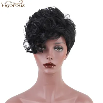 Vigorous Curly Wave Pixie Cut Wig for African American Women High Temperature Natural Black Short Synthetic Wig