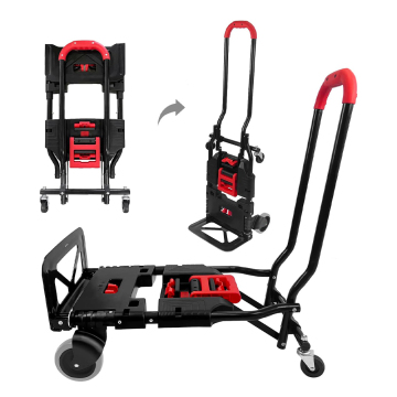 Portable Folding 4-Wheel Steel Luggage Trolley for Outdoor Shopping and Storage