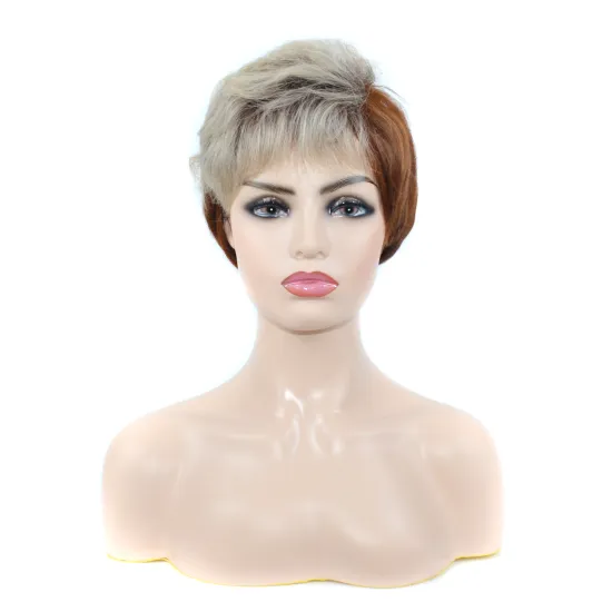 Hot Selling 6 inch Synthetic Hair Wig for Women Brown and white bleached hairpiece Cosplay High Temperature Heat Resistant Fiber