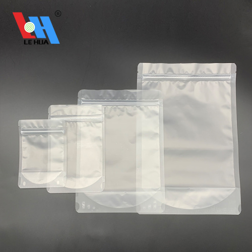 Прозрачный матовый пластиковый стоячий упаковочный пакет с застежкой-молнией