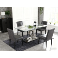 Mesa de comedor moderna de acero inoxidable plateada