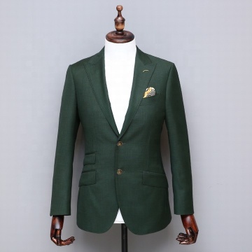 Bespoke Trendy Casual Slim Green Woolen Blazer Fashion