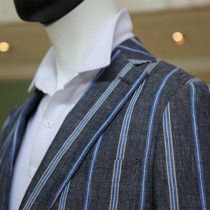 Italian Cotton Grey Blue Blazer for Men