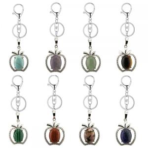 Gemstone Apple Key Chain Rhingestone Crystal Apple Shape Key Anneau pour cadeau d&#39;anniversaire Cadeaux de la fête des mères