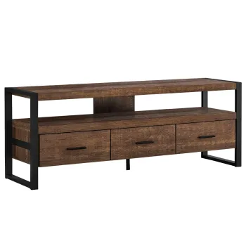 Sturdy Double Tubular Metal Frame TV Cabinet with Wooden Storage Drawers - New Arrival for Living Room