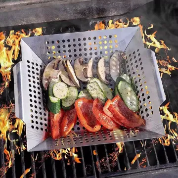 Stable Quality Stainless Steel BBQ Grill Basket Grilling Basket Pan For Outdoor