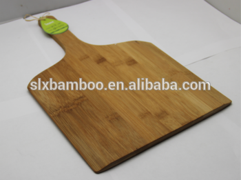 square bamboo pizza booard with handle wholesale