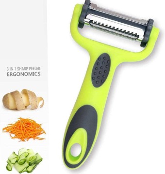 China Factory Stock Julienne Peeler - 3 in 1 Multifunction Vegetable Blade for Potato, Cucumber, Apple & Fruit