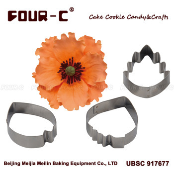 POPPY CUTTER SET Floral stainless steel cutter Sugarcraft tool Clay play tool